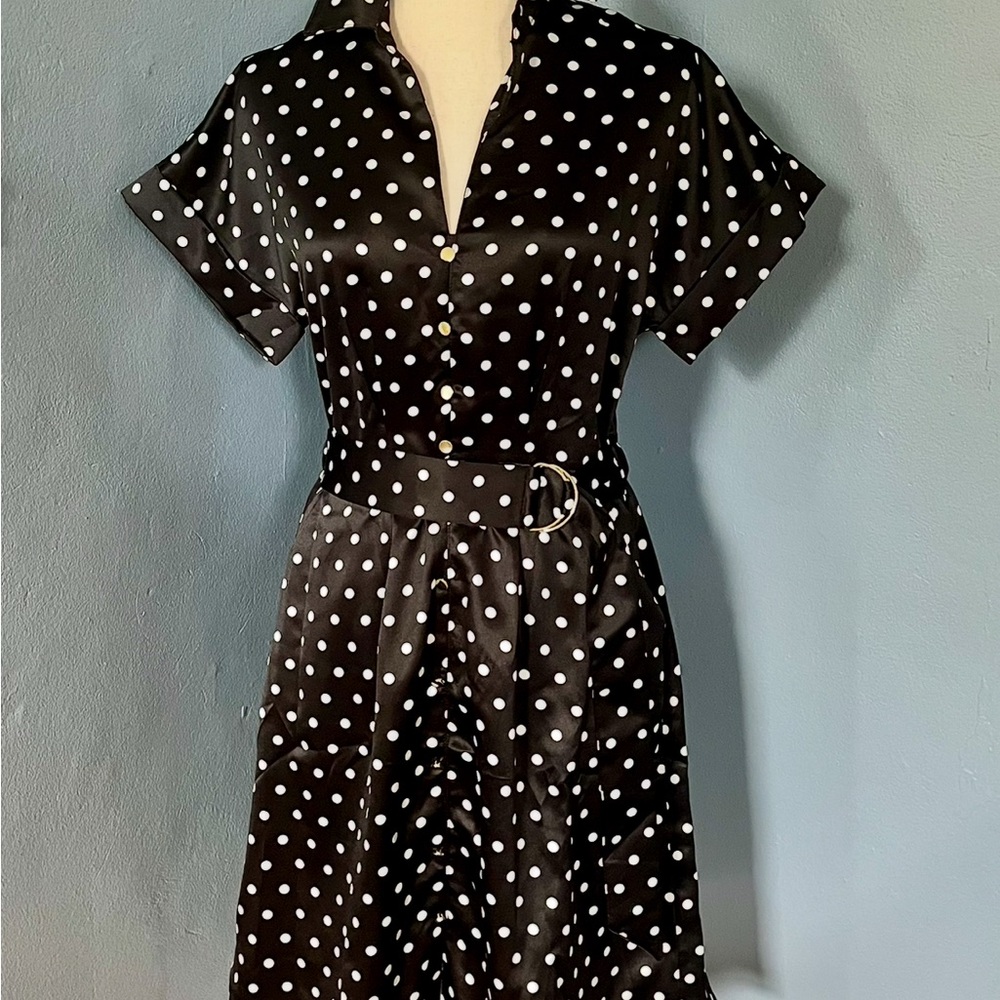 NWT size M, Black Polka Dot Dress, French Connection